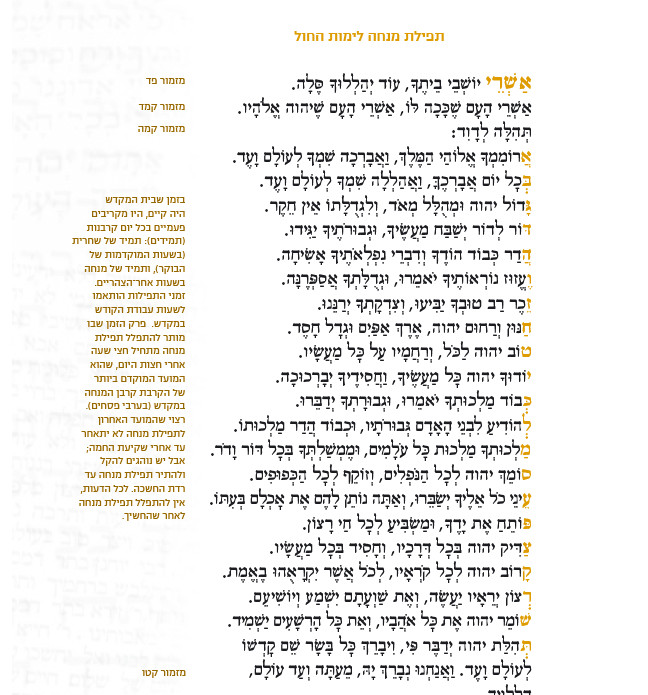 - תפילת מנחה לימות חול